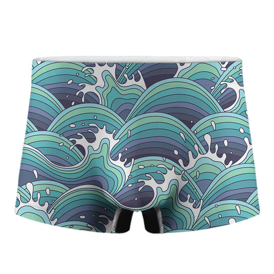 Sea Wave Surfing Pattern Print Men's Boxer Briefs