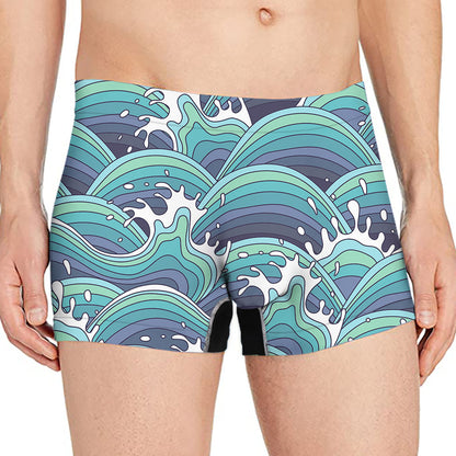 Sea Wave Surfing Pattern Print Men's Boxer Briefs