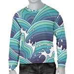 Sea Wave Surfing Pattern Print Men's Crewneck Sweatshirt GearFrost