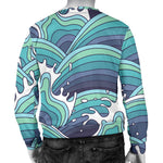 Sea Wave Surfing Pattern Print Men's Crewneck Sweatshirt GearFrost