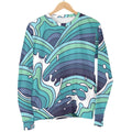 Sea Wave Surfing Pattern Print Men's Crewneck Sweatshirt