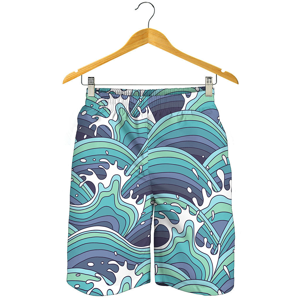 Sea Wave Surfing Pattern Print Men's Shorts