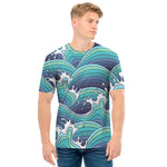 Sea Wave Surfing Pattern Print Men's T-Shirt