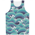 Sea Wave Surfing Pattern Print Men's Tank Top