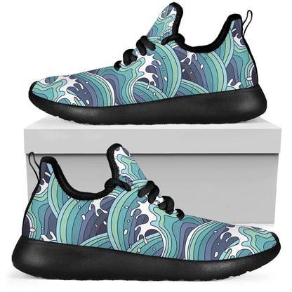 Sea Wave Surfing Pattern Print Mesh Knit Shoes GearFrost