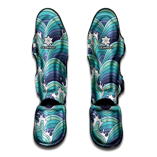 Sea Wave Surfing Pattern Print Muay Thai Shin Guard