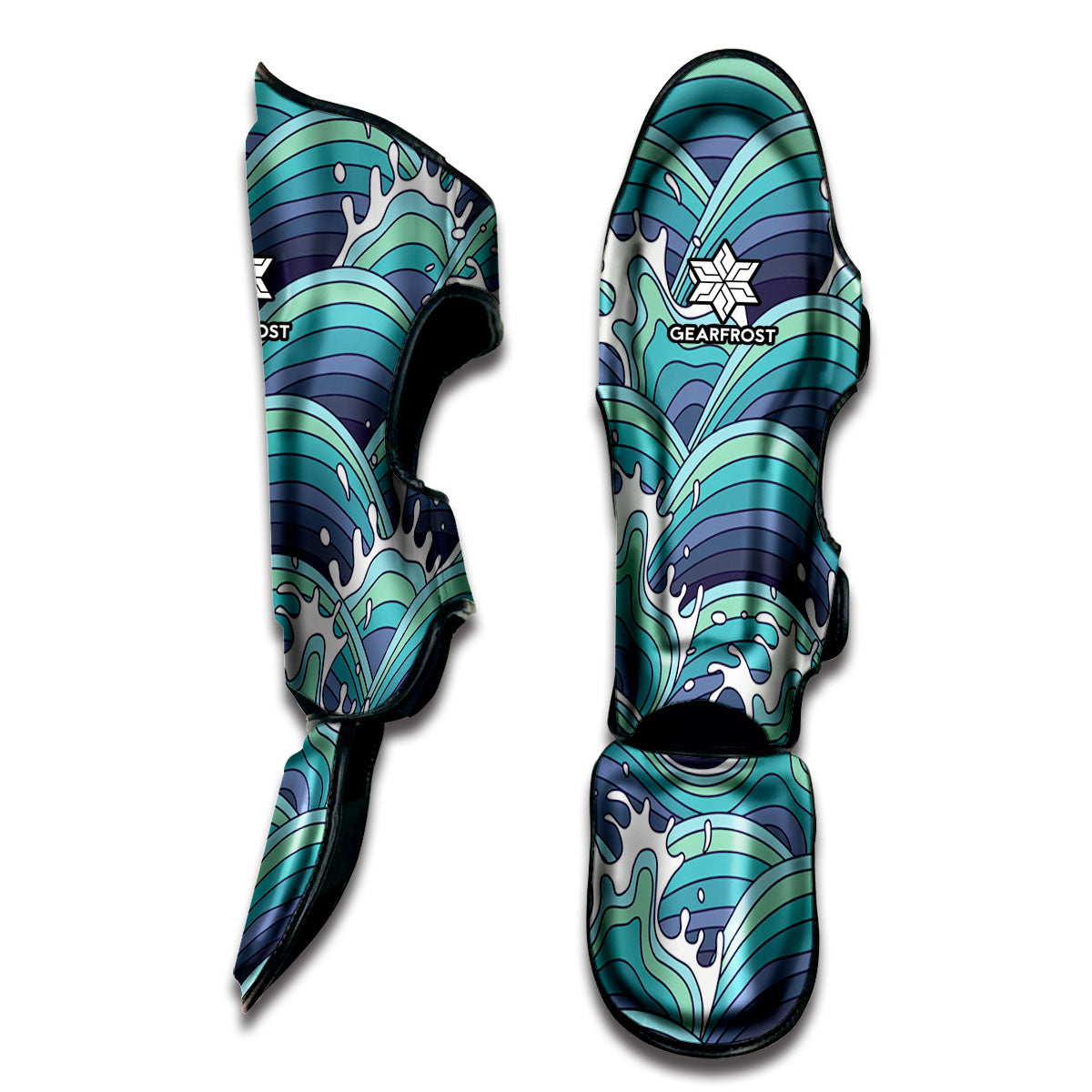 Sea Wave Surfing Pattern Print Muay Thai Shin Guard