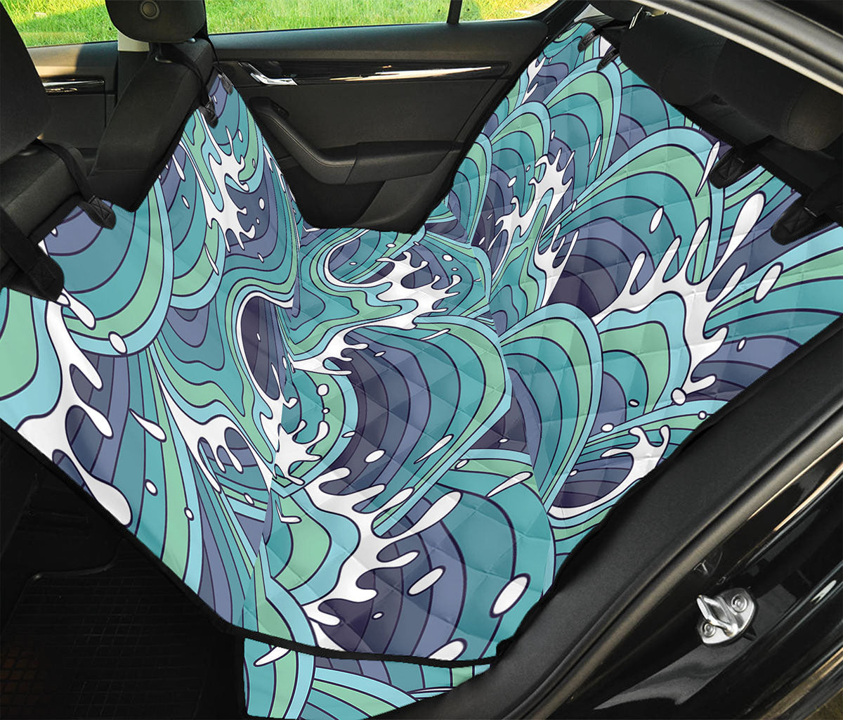 Sea Wave Surfing Pattern Print Pet Car Back Seat Cover