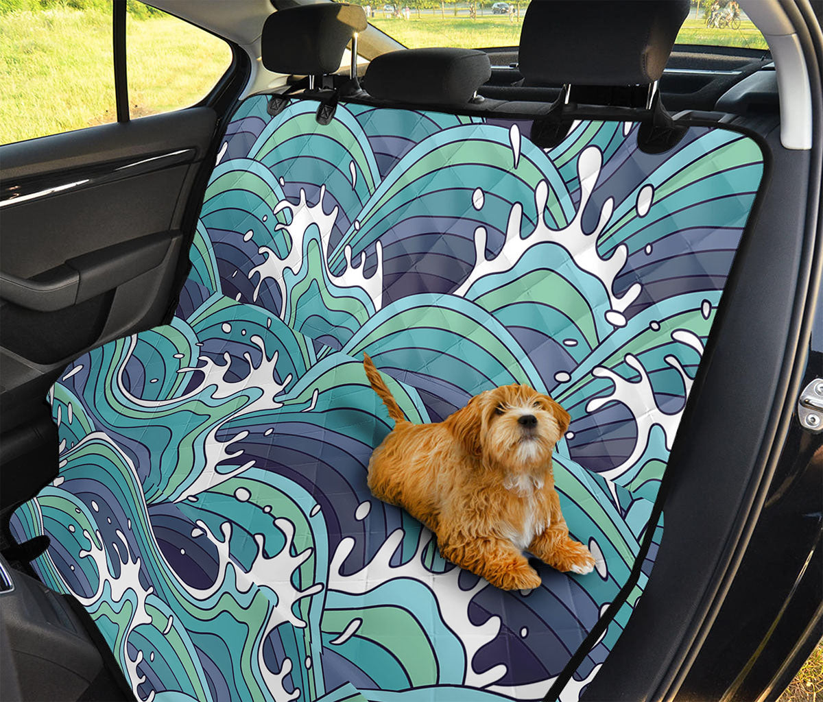 Sea Wave Surfing Pattern Print Pet Car Back Seat Cover