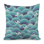 Sea Wave Surfing Pattern Print Pillow Cover