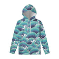 Sea Wave Surfing Pattern Print Pullover Hoodie