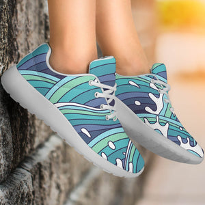 Sea Wave Surfing Pattern Print Sport Shoes GearFrost