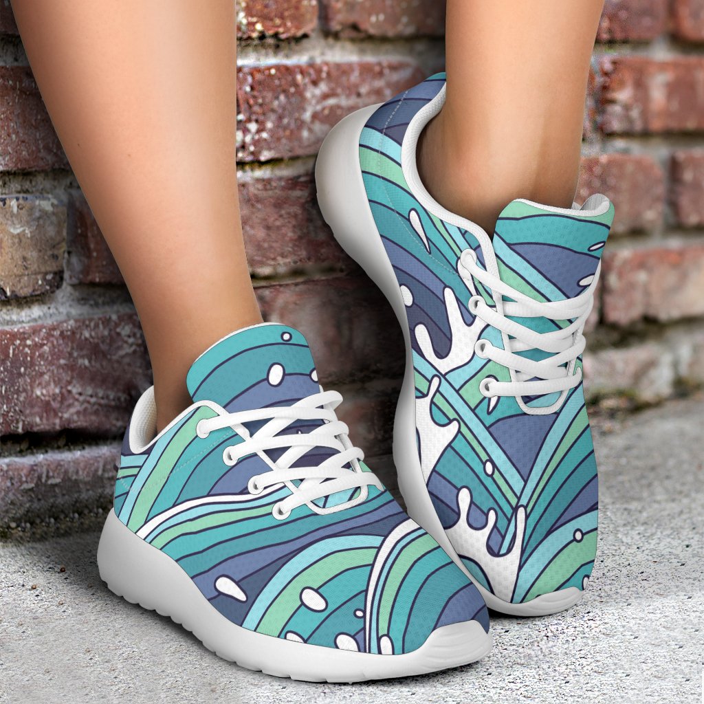 Sea Wave Surfing Pattern Print Sport Shoes GearFrost