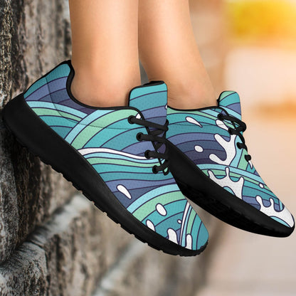 Sea Wave Surfing Pattern Print Sport Shoes GearFrost