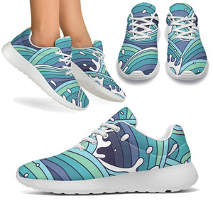 Sea Wave Surfing Pattern Print Sport Shoes GearFrost