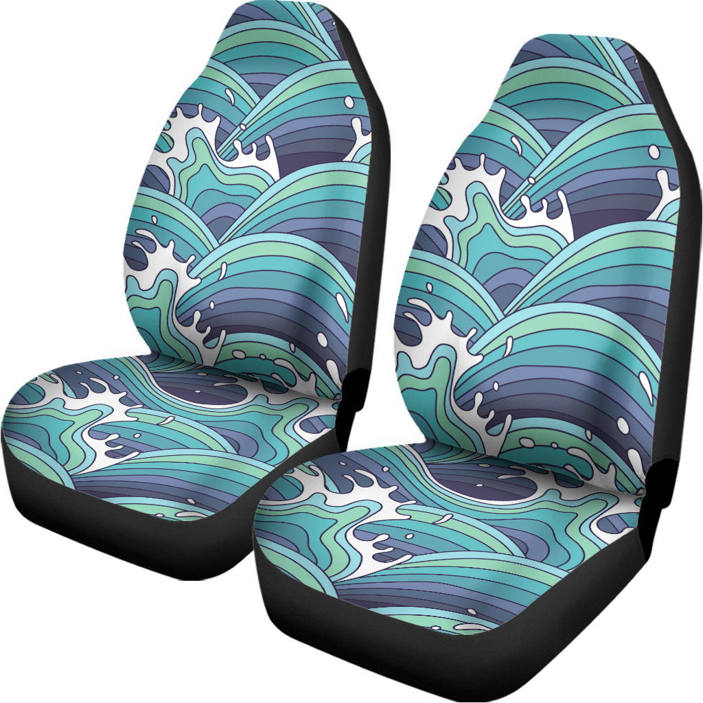 Sea Wave Surfing Pattern Print Universal Fit Car Seat Covers