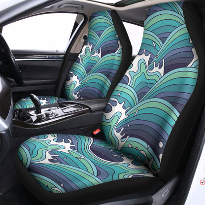 Sea Wave Surfing Pattern Print Universal Fit Car Seat Covers