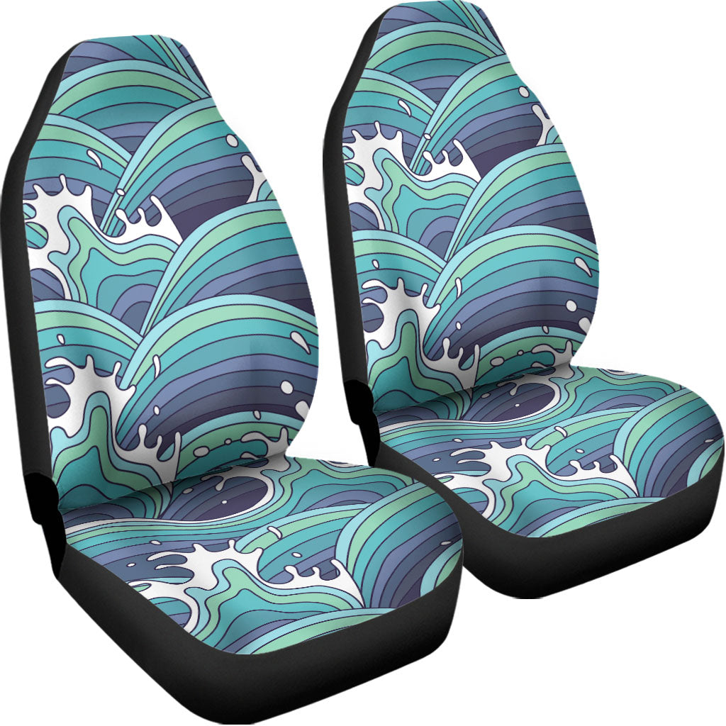 Sea Wave Surfing Pattern Print Universal Fit Car Seat Covers