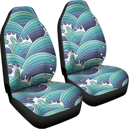 Sea Wave Surfing Pattern Print Universal Fit Car Seat Covers