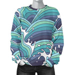 Sea Wave Surfing Pattern Print Women's Crewneck Sweatshirt GearFrost