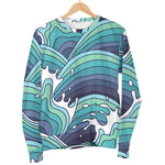Sea Wave Surfing Pattern Print Women's Crewneck Sweatshirt GearFrost