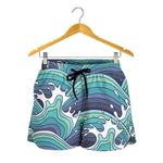 Sea Wave Surfing Pattern Print Women's Shorts
