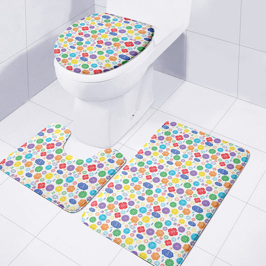 Seven Chakra Symbols Pattern Print 3 Piece Bath Mat Set