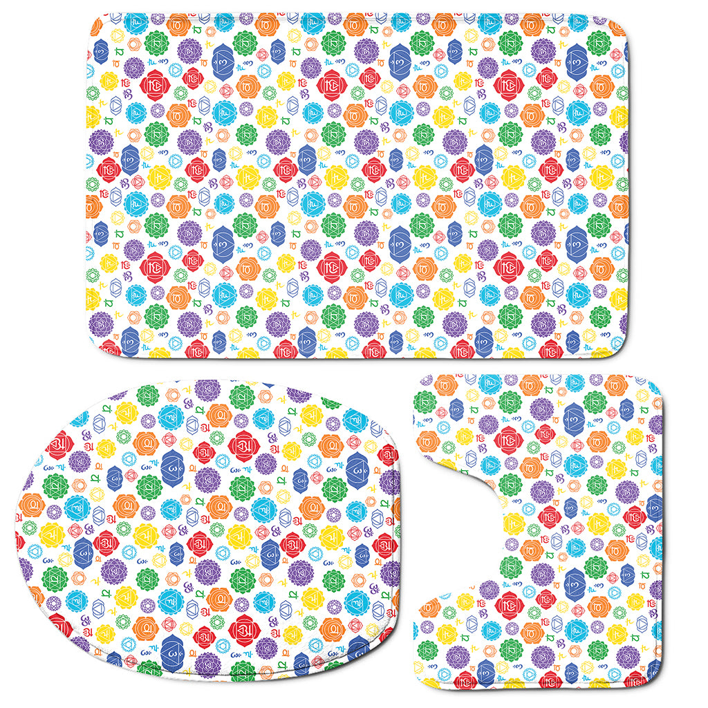 Seven Chakra Symbols Pattern Print 3 Piece Bath Mat Set