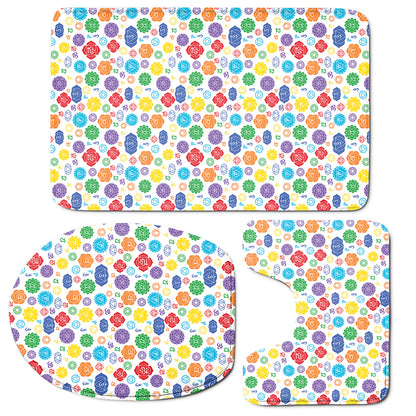 Seven Chakra Symbols Pattern Print 3 Piece Bath Mat Set