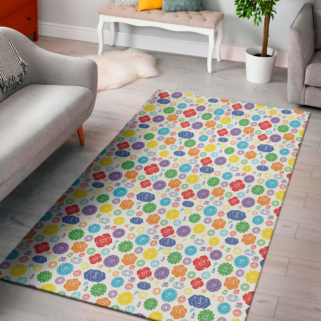 Seven Chakra Symbols Pattern Print Area Rug