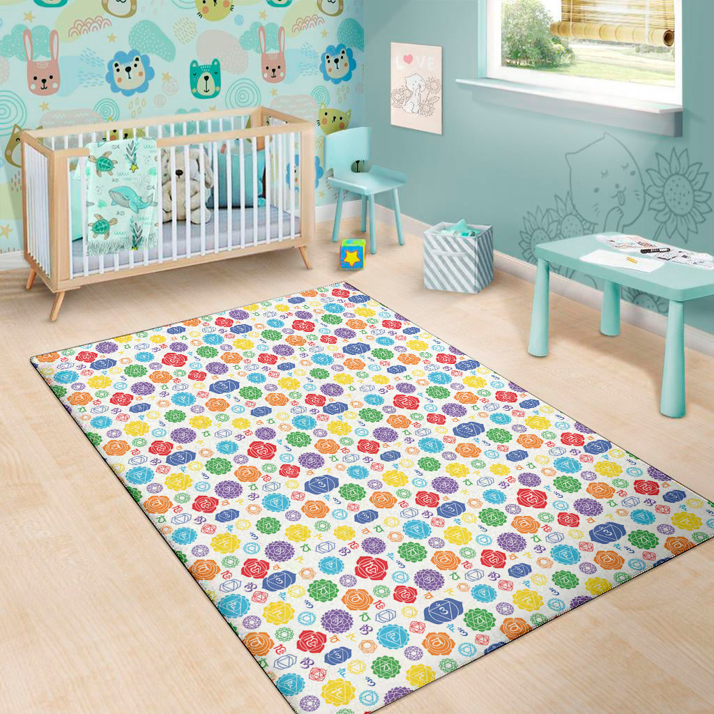 Seven Chakra Symbols Pattern Print Area Rug