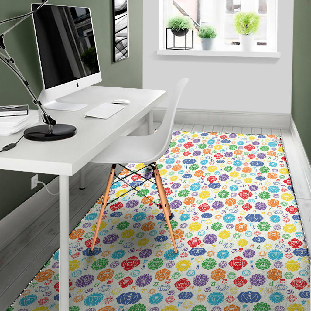 Seven Chakra Symbols Pattern Print Area Rug