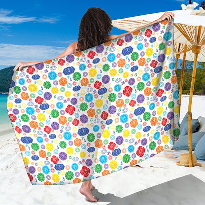 Seven Chakra Symbols Pattern Print Beach Sarong Wrap