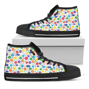 Seven Chakra Symbols Pattern Print Black High Top Shoes