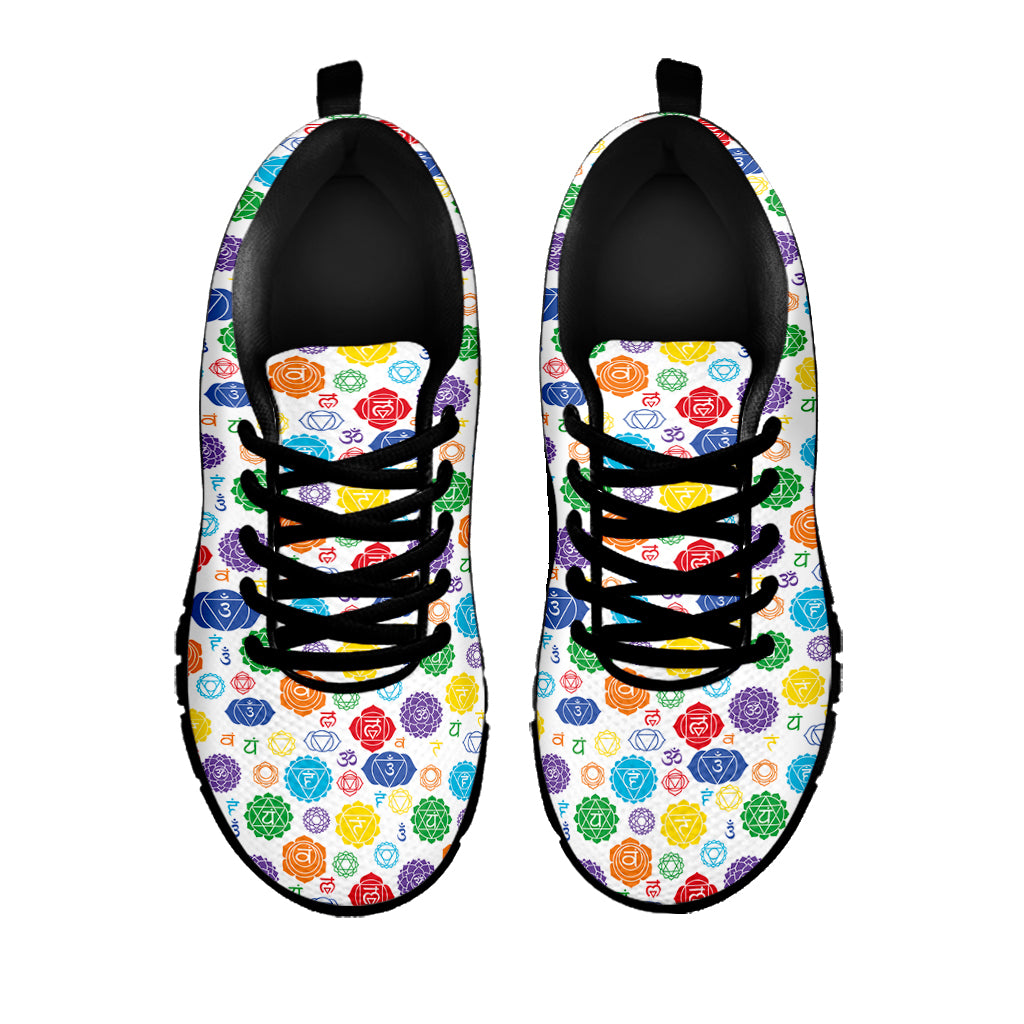 Seven Chakra Symbols Pattern Print Black Sneakers