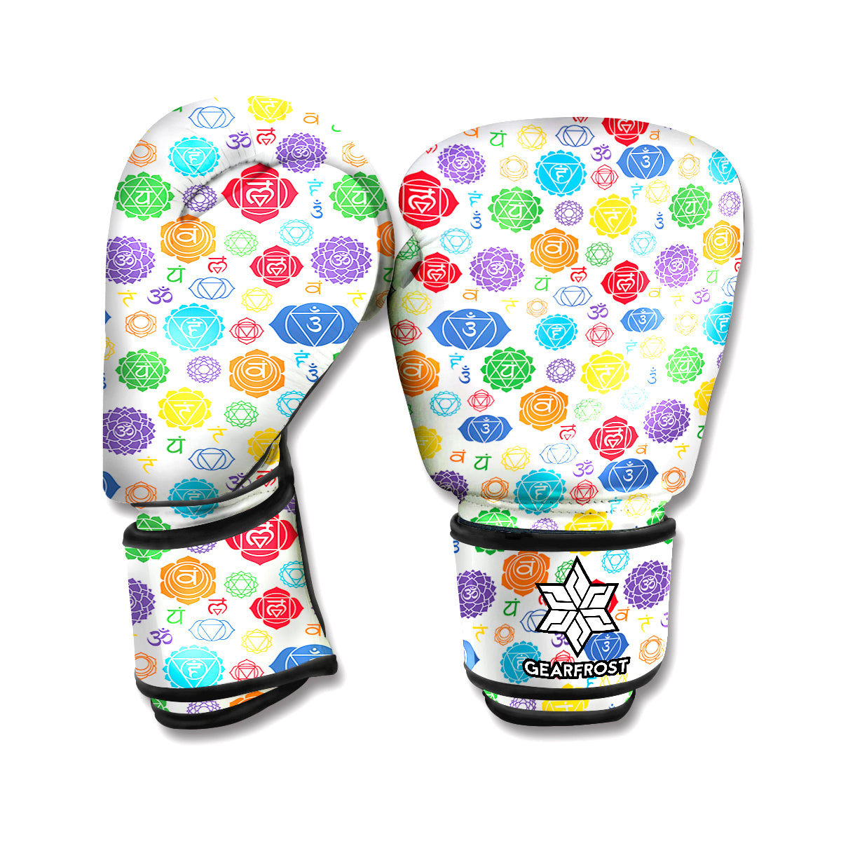 Seven Chakra Symbols Pattern Print Boxing Gloves