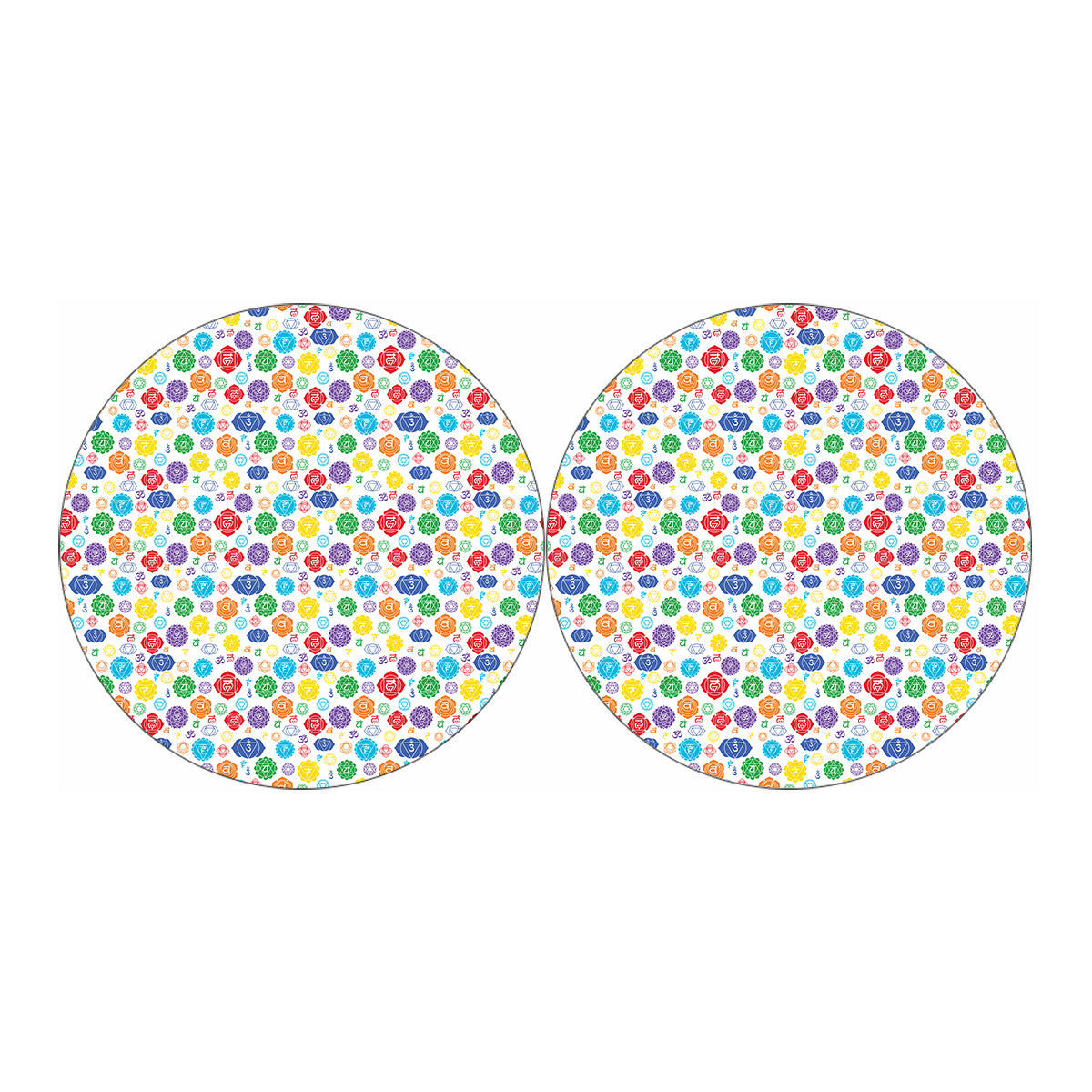 Seven Chakra Symbols Pattern Print Car Coasters
