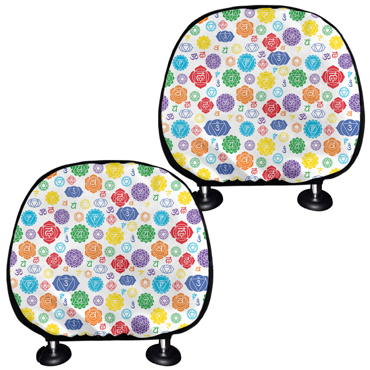 Seven Chakra Symbols Pattern Print Car Headrest Covers