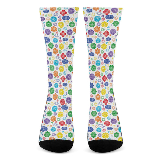 Seven Chakra Symbols Pattern Print Crew Socks