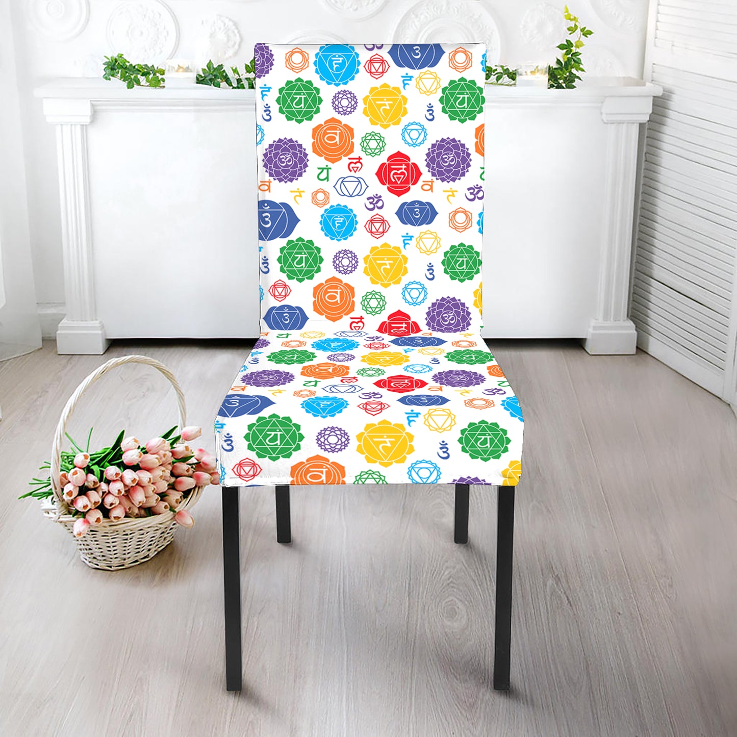 Seven Chakra Symbols Pattern Print Dining Chair Slipcover