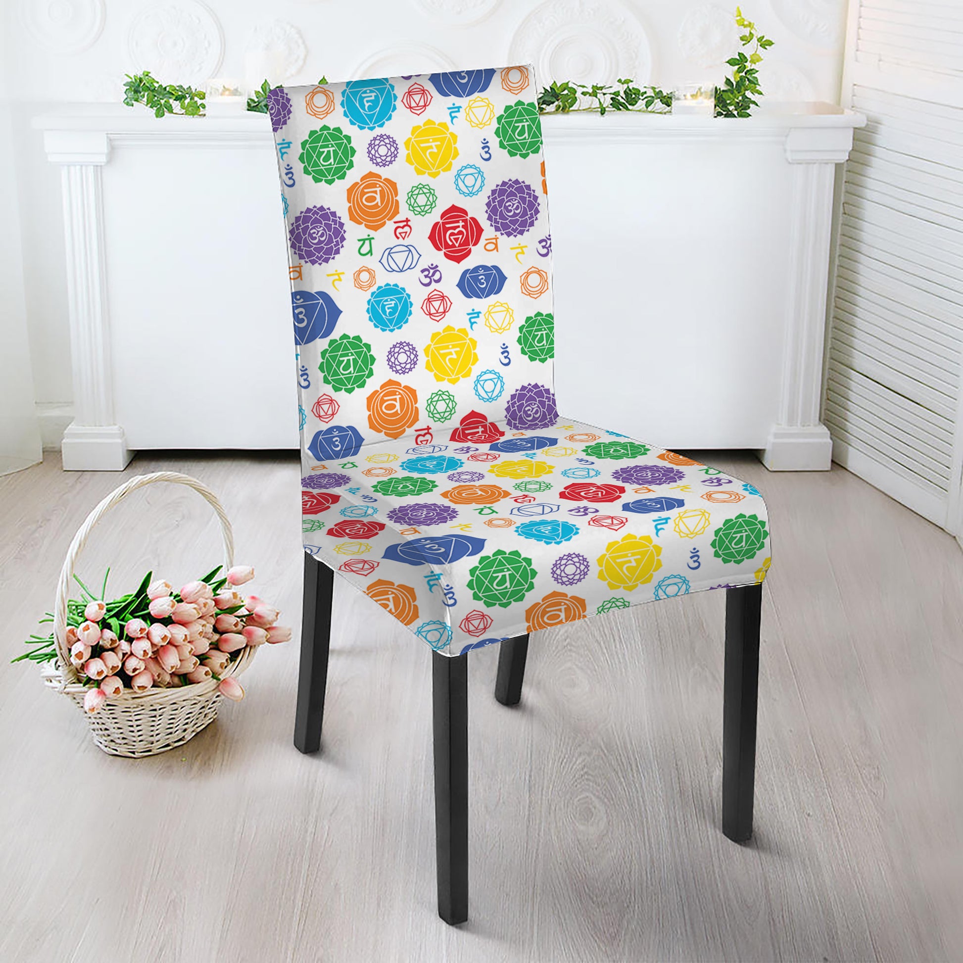 Seven Chakra Symbols Pattern Print Dining Chair Slipcover
