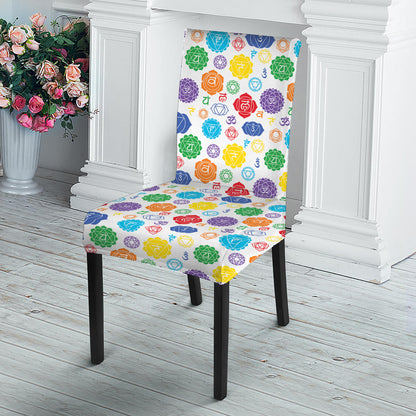 Seven Chakra Symbols Pattern Print Dining Chair Slipcover