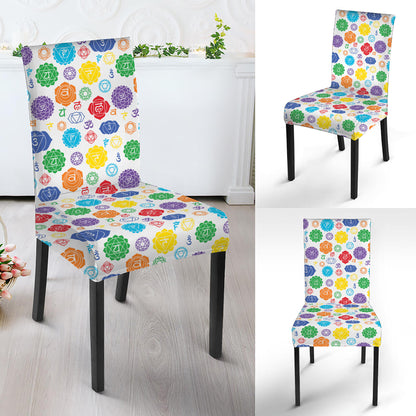 Seven Chakra Symbols Pattern Print Dining Chair Slipcover
