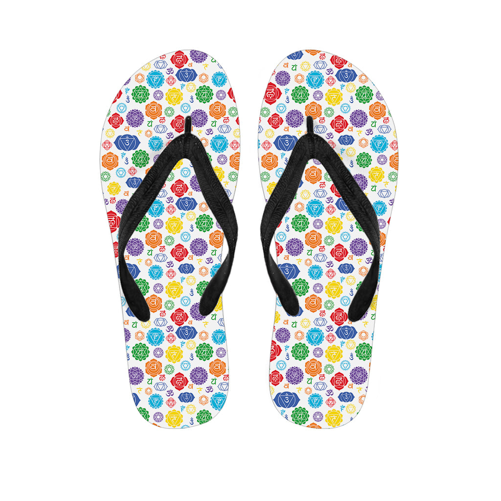 Seven Chakra Symbols Pattern Print Flip Flops