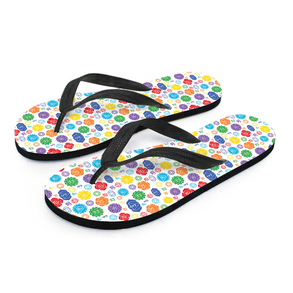 Seven Chakra Symbols Pattern Print Flip Flops