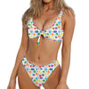 Seven Chakra Symbols Pattern Print Front Bow Tie Bikini