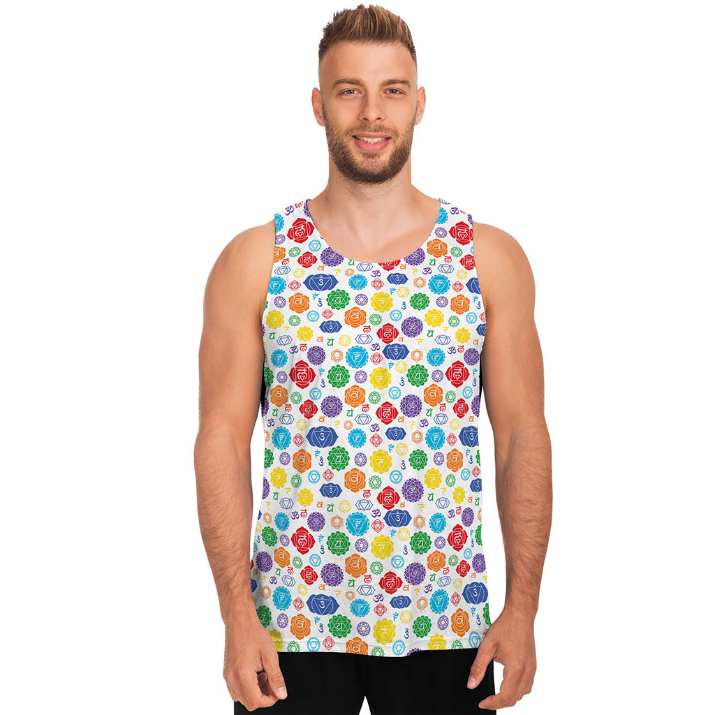 Seven Chakra Symbols Pattern Print Men's Tank Top