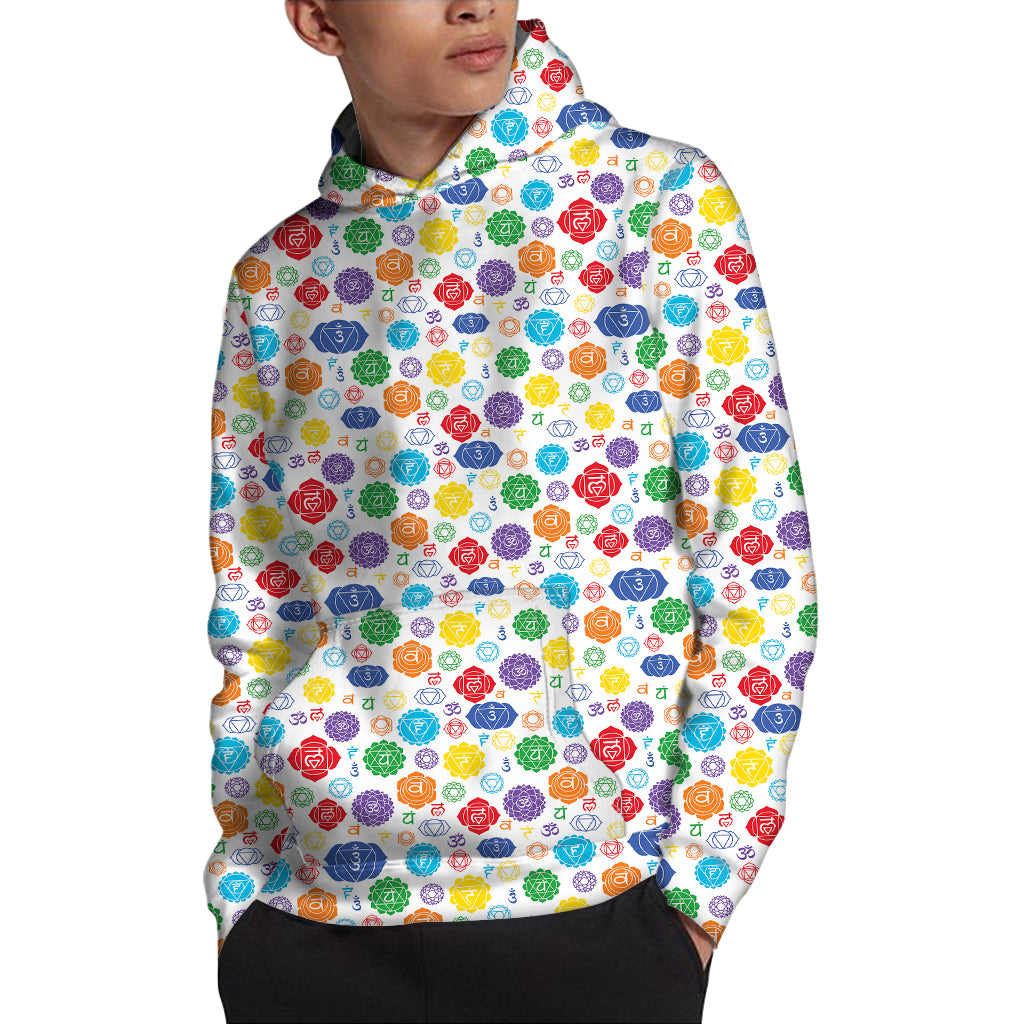 Seven Chakra Symbols Pattern Print Pullover Hoodie