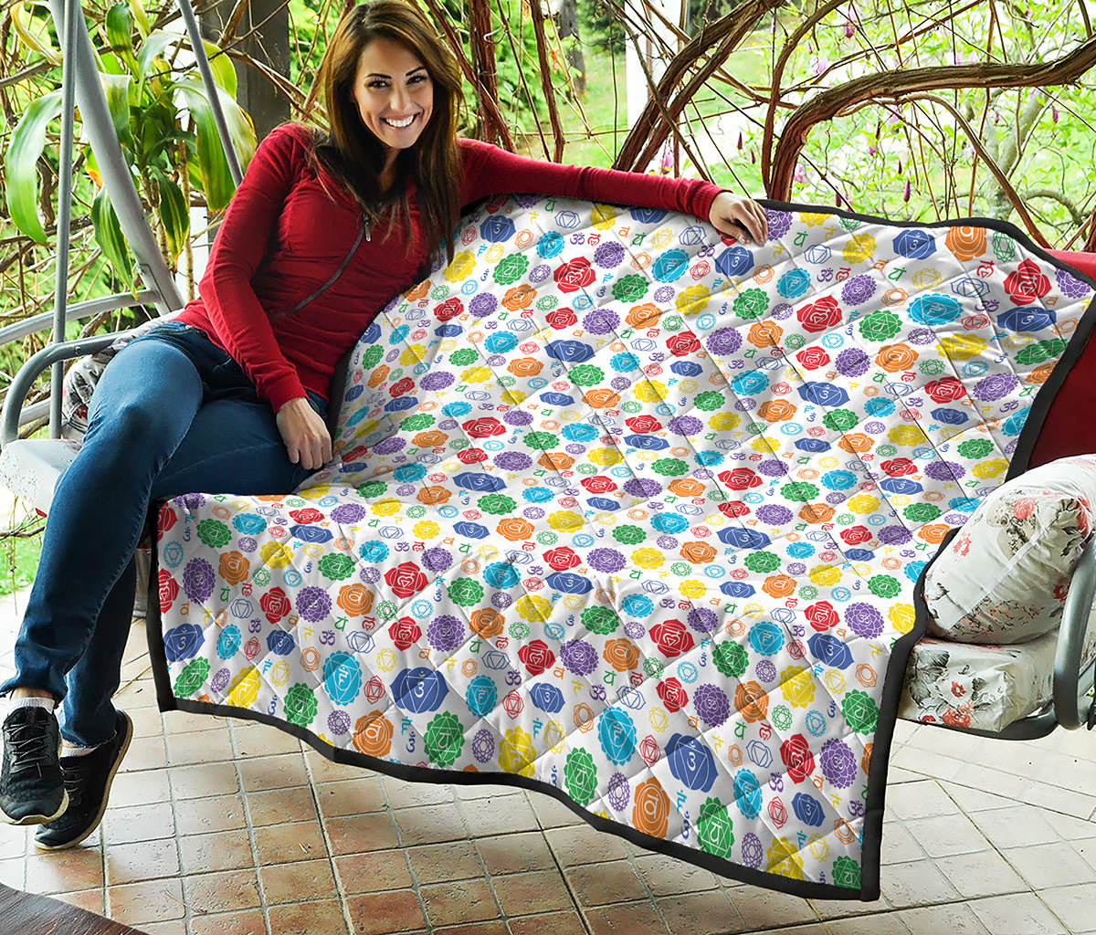 Seven Chakra Symbols Pattern Print Quilt
