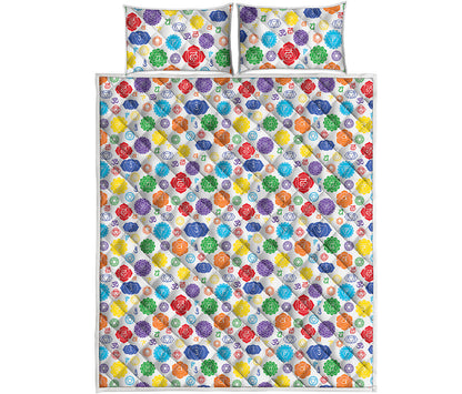 Seven Chakra Symbols Pattern Print Quilt Bed Set